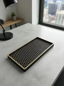 Honeycomb Valet Tray - Geometric 3D Printed EDC Organizer - Tech Desk Catchall - Hex Grid Nightstand Tray - Minimalist Tech Accessories