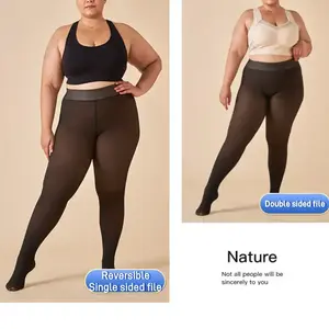 Fleece Lined Tights Women's Warm Velvet Body Leggings Sizes S (3XL) - Thickened Lace Design for Fall & Winter Wear