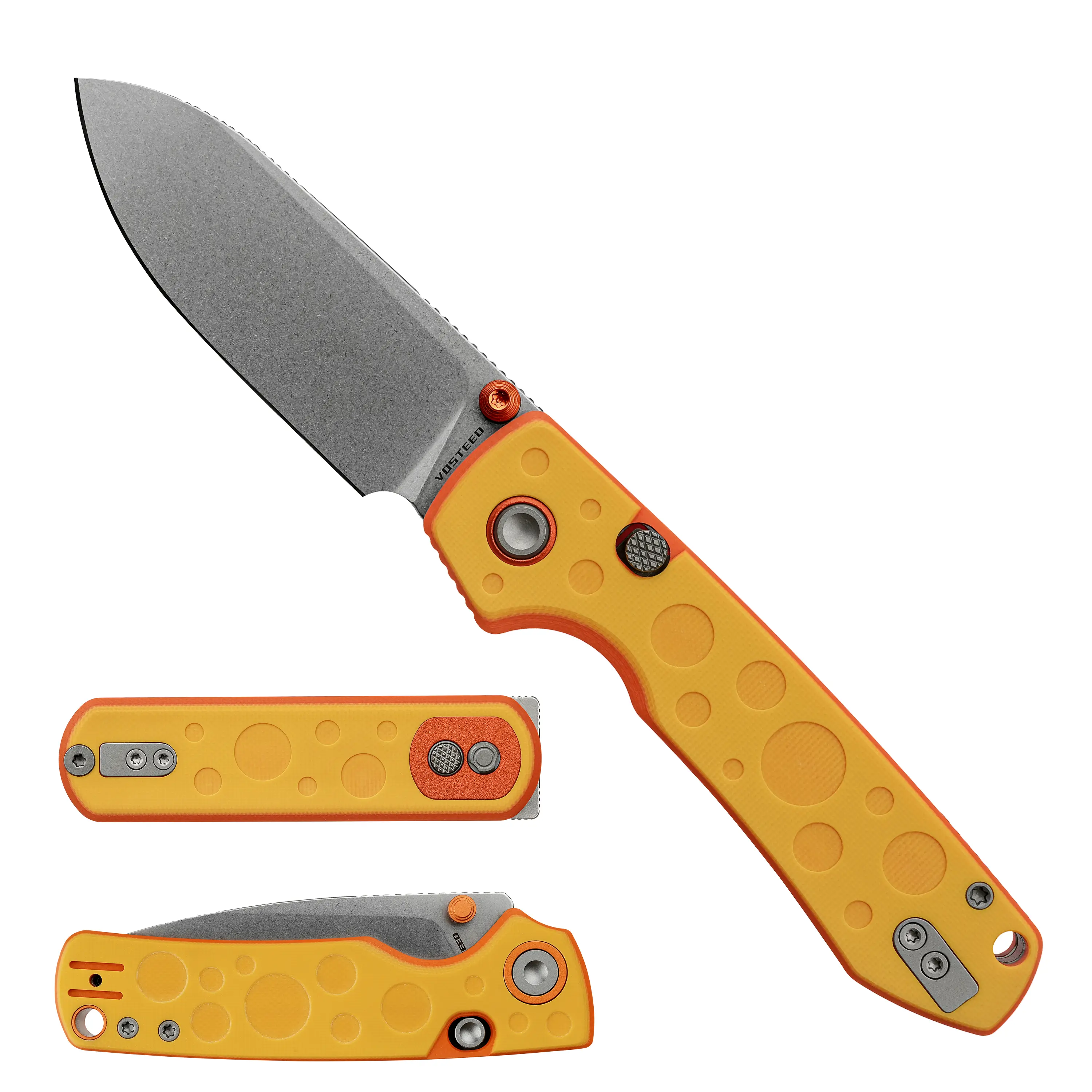 Vosteed CheesePirates Corgi Pup, Porcupine & Raccoon EDC Folding Pocket Knife Collection with 14C28N Blade, Cheese Orb G10 Handle, Trek Lock & Top Liner Lock
