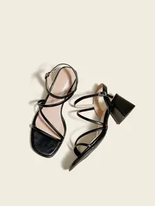 Women's High Heel Sandals, Cat Heel, Thin Strap, 6cm Wine Glass Heel, Buckle Design, Comfortable and Fashionable, Simple Style
