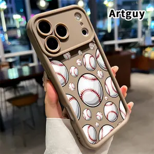 Phone Case for iphone 17 Pro Max 16 Plus 15 14 13 12 11 XR Air E Baseball Love Pattern Silicone TPU Lens Protective Rugged Durable Soft Cover for Boy