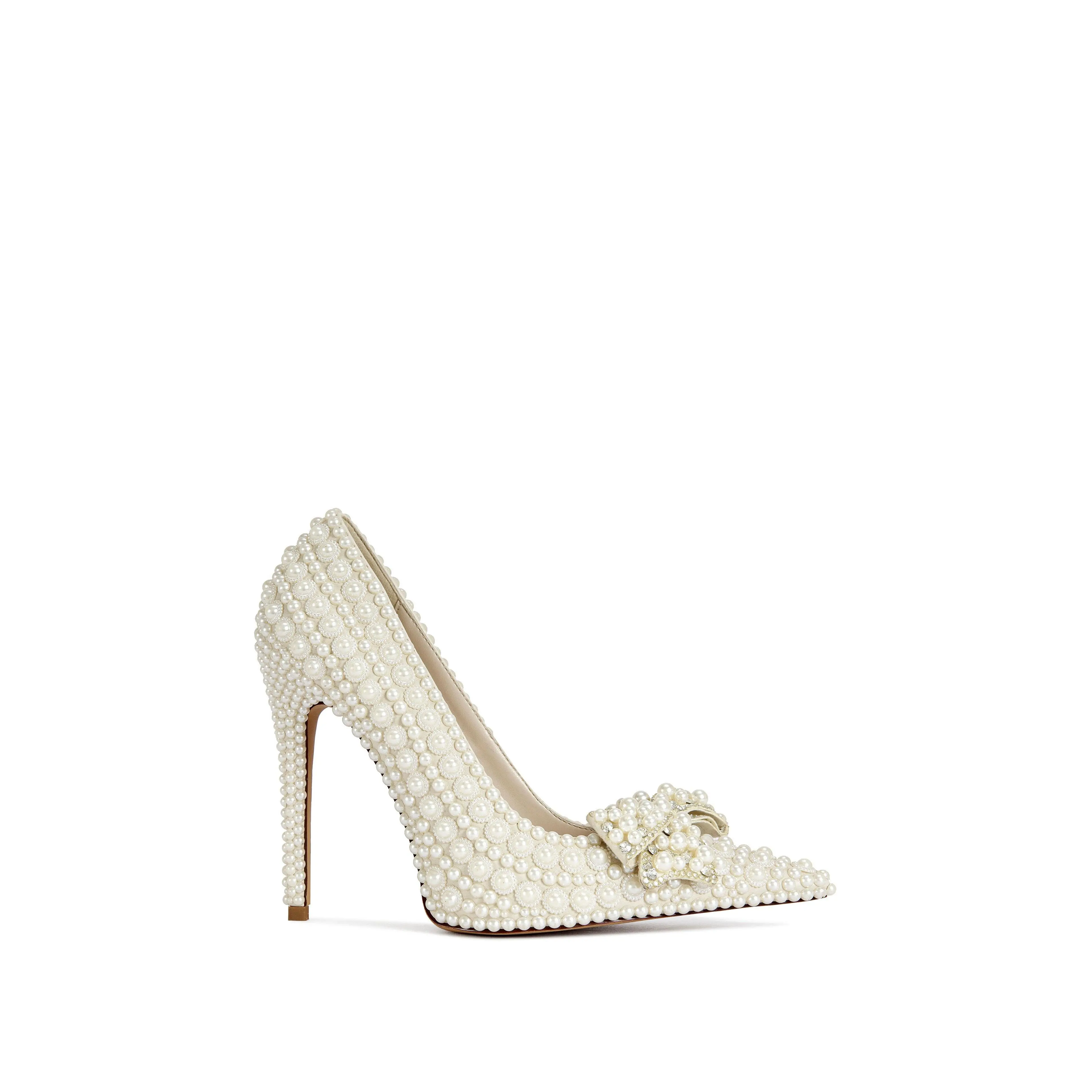 NAAMAH-WHITE PEARL STILETTO PUMP