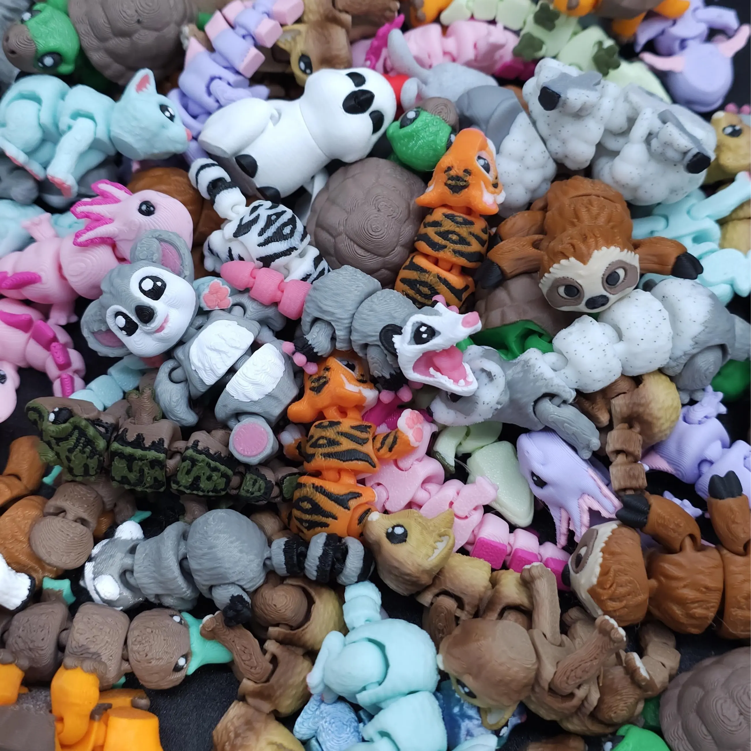 3D Printed Mini Fidget Creature Toy Pack Articulated Party Favor Gift PLA Plastic 2 Inches Each Texas Made Unique Designs Colors