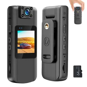 [64G Card] Body Cameras with Audio and Video Recording: Body Cam with 180° Rotatable Lens, 1920*1080P Bodycam, 5Hrs Recording, Night Vision, Wearable Camera for Security, Delivery, Running, Cycling