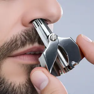 Manual Nose Hair Trimmer,Stainless Steel,Waterproof,No Battery Needed with Cleaning Brush Trimmer for Ear,Moustache and Whiskers Hair.