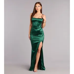 Ariana Satin Mermaid Slit Formal Dress