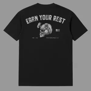 Earn Your Rest Men’s T-Shirt – Tactical Military Graphic Tee by Combat Iron Co, Veteran Fitness Motivation Shirt, Operator Mindset Apparel for Gym and 2A Lifestyle