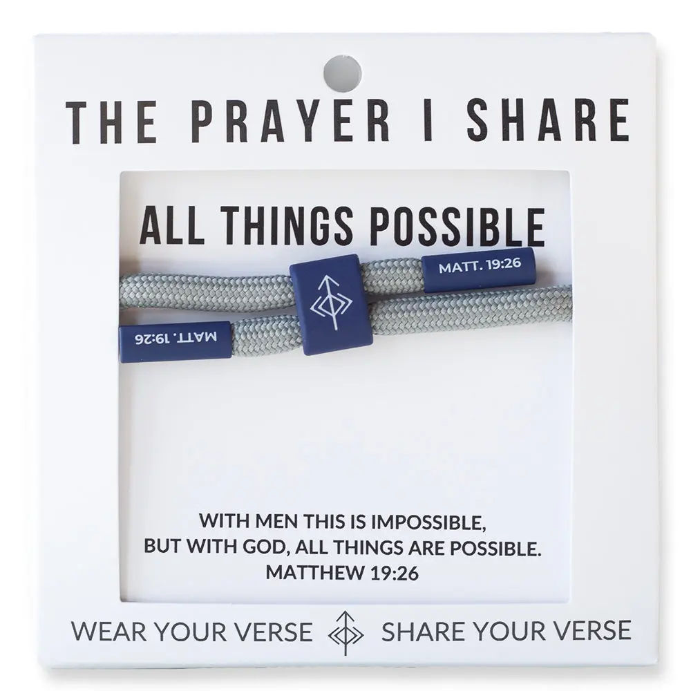 The Prayer I Share All Things Possible Matthew 19:26 Unisex Bible Verse Bracelet Adjustable Waterproof Trendy Faith Wear Jewelry