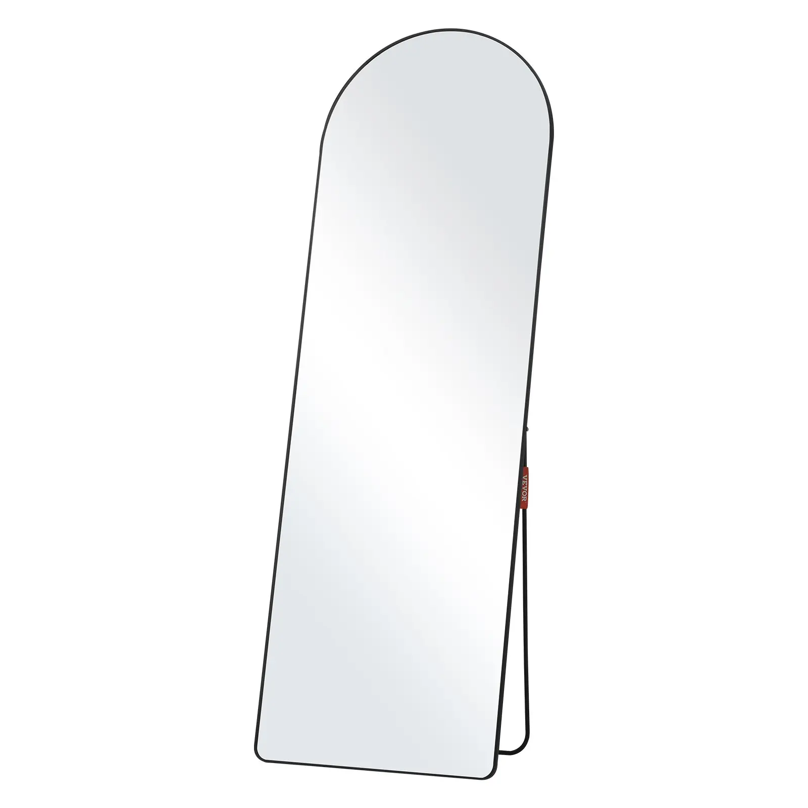 VEVOR 65''x22'' Curved Tall Mirror, Black Aluminum Frame, Durable Spacious Surface, Safety Design, Easy Installation, Sharp Reflection, Standalone/Wall Mount for Bedroom Room Decor, Elegant