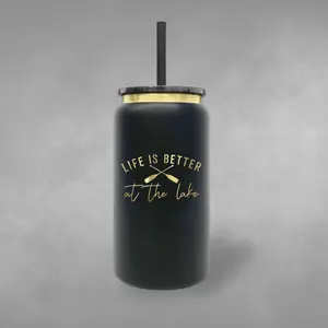 Personalized Black & Gold Tumbler – 16 oz