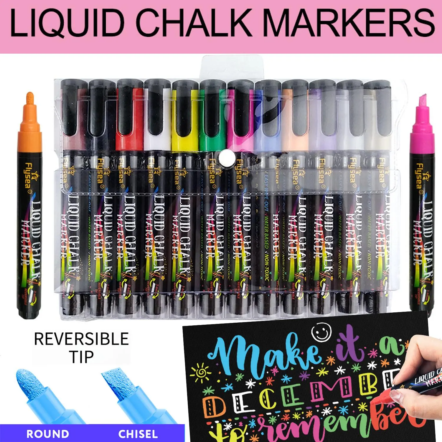 Vibrant Fluorescent Neon Liquid Chalk Markers, Bold Washable Safety Ink, Ideal for Chalkboard Menus Windows Glass, Creative Expressions, Acrylic Drawing Markers