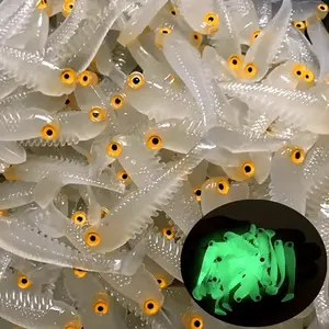 30pcs Luminous Simulation T-tail Small Fish Type Soft Bait, Glow in The Dark Fishing Lure, Fishing Accessories for Outdoor Fishing, Artificial Fishing Lure