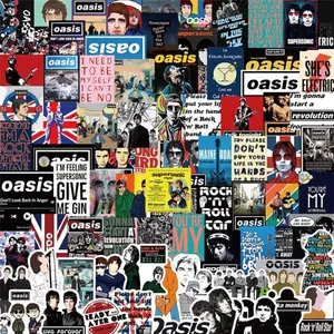 50/100 Pcs Oasis British Rock Band Poster Stickers Graphic Decal - Decor for Luggage, Water Bottles, Laptops, Phones &Tablets Papery Pop Store