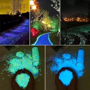 9999 Pieces/250g Glow-In-The-Dark Stones, Multicolor Resin River Rocks, Garden Path Fish Tank Decor, Indoor Outdoor Use, Garden Accessories