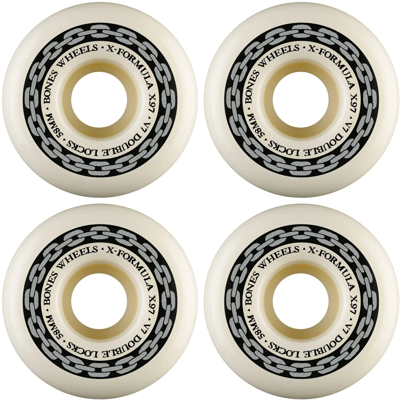 Bones Skateboard Wheels 58mm 97A X-Formula V7 Double Locks