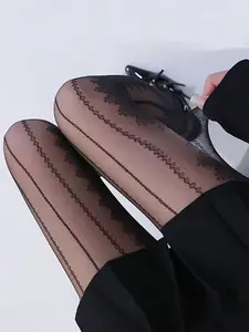 Women's Ultra-Thin High Elastic Breathable Stockings, Side Embroidery Design, Fashion Multi-Functional Transparent Socks for Dating and Parties