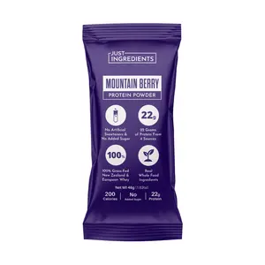 Just Ingredients Mountain Berry Protein – Individual Stick - with 100% Grass-Fed Whey & Organic Plant Proteins – Mixed Berry Flavor with Real Fruit – Supports Muscle Recovery, Energy*