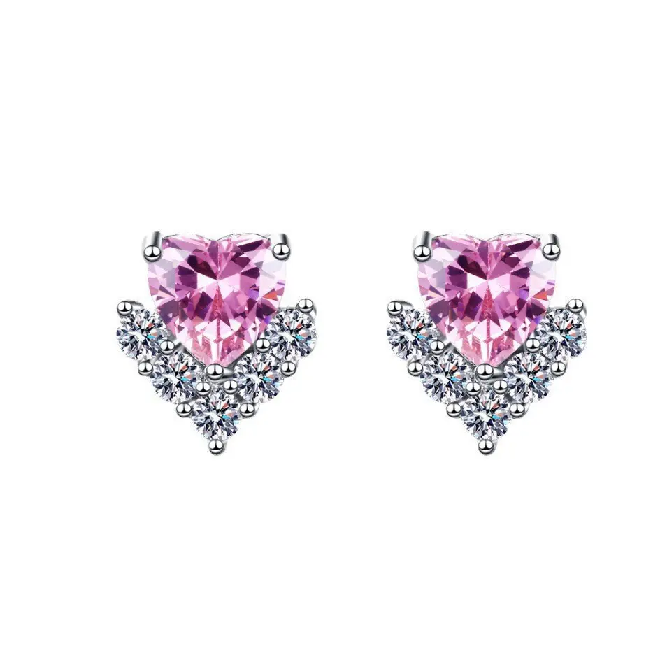 ED21 pink heart shaped earrings