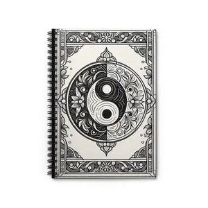 Ying Yang Design Spiral Notebook Ruled Line Black and White - SPOKE Custom Products