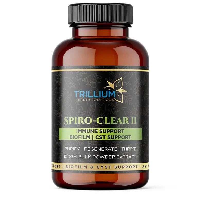 Trillium Health Solutions LLC + Spiro-Clear II + Anti-microbial + Aggressive Biofilm Dissolving + Herbal Formula + Aggressive biofilm and cyst dissolving formula