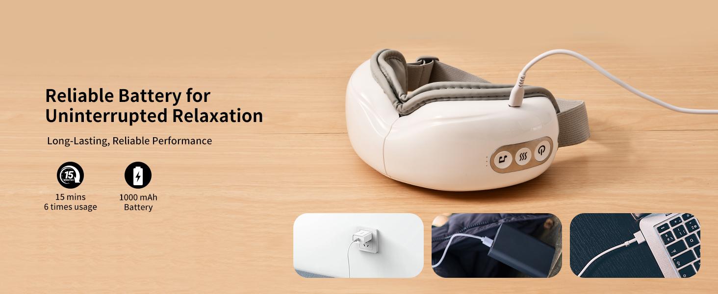 arboleaf Eye Massager with Heat, Heated Eye Massager for Migraines with Compression and Music, Wireless Eye Mask Massager with Heat, 5 Modes Portable Massaging Eye mask for Relieve Eye Strain