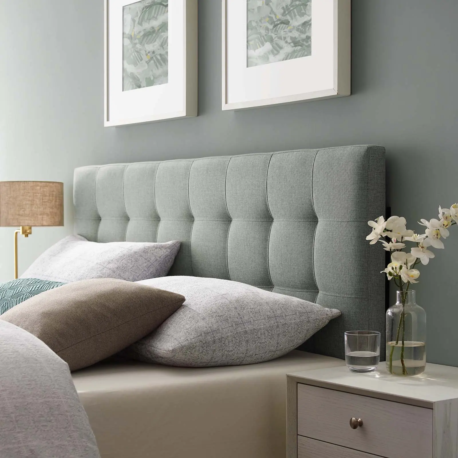 Modway Lily King-Size Fabric-Covered Headboard - Gray Upholstered Indoor Furniture, Fabric-Covered Headboards