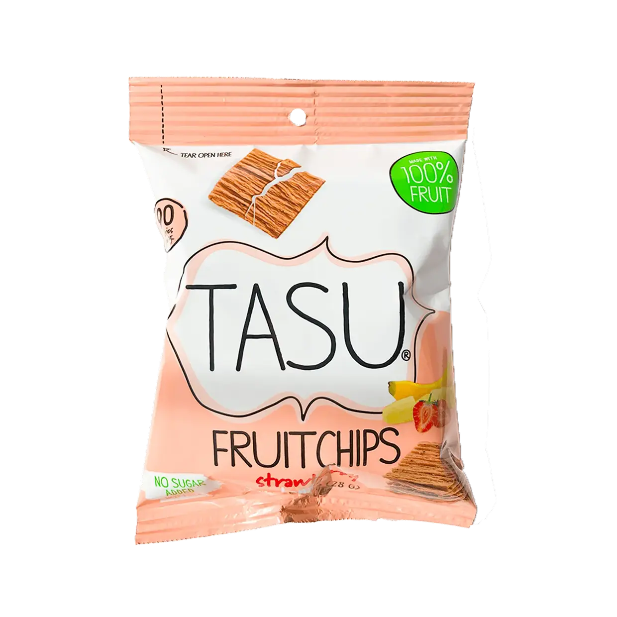 TASU Strawberry Bananas Dried Fruit Chips | 100% Natural Healthy Chips Made from Real Fruit | Crispy, Crunchy Snack Bags for Kids and Adults | No Sugar Added, Vegan, Gluten Free | 1 oz, 12 Pack