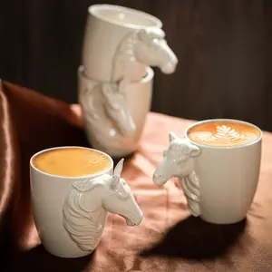 Viral 3D Horse Head Sculpture Mug, Unique Equestrian Gift for Coffee Lovers, Aesthetic Retro Ceramic Espresso Cup, Handcrafted Desk Decor Tumbler