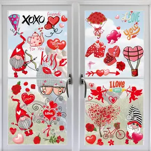 Valentine'S Day Window Clings Decorations, 9 Sheets Window Stickers Decals for Home, Office, Love Heart Decals Ornaments Birthday, Wedding, Anniversary, Party Supplies ricluck