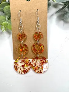 Holographic Orange Triple Circle Earrings