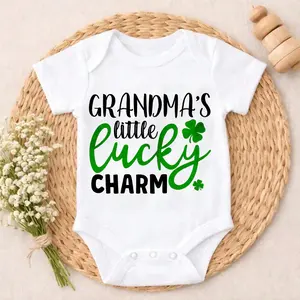 Premium Cotton Baby Bodysuit Grandma's Little Lucky Charm Print 100% Pure Cotton Non-Irritating Snap Closure Breathable Stretchy Perfect For Gifting & Everyday
