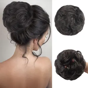 VOSILK HAIR Large Messy Bun Hair Piece Wavy Curly Scrunchies Synthetic Chignon Ponytail Hair Extensions Thick Updo Hairpieces for Women