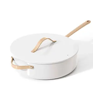 Beautiful 5.5 Quart Ceramic Non-Stick Sauté Pan, White Icing by Drew Barrymore Made By Gather