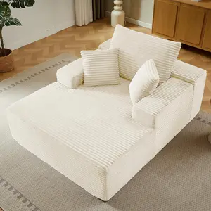 ModMood 67 Inch Chaise Lounge Chair Indoor Oversized Upholstered Boneless Sofa Bed Corduroy Deep Seat Sleeper Couch Reading Chairs Comfy Cloud Sofas for Living Room No Assembly Required