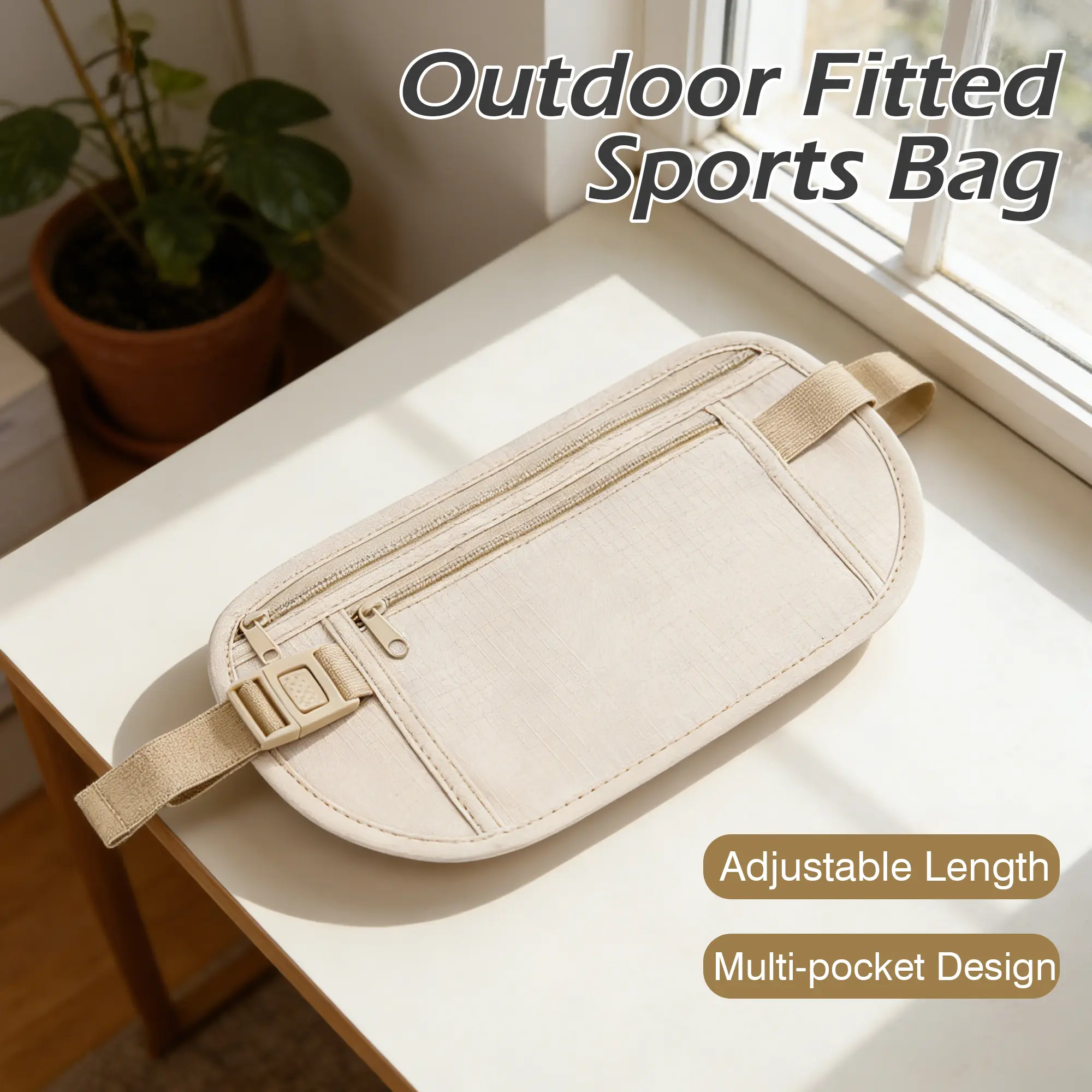 1 Count khaki color invisible anti-theft bag, holds daily necessities with convenient access for travel use,onvenient design for easy carrying during sports and travel