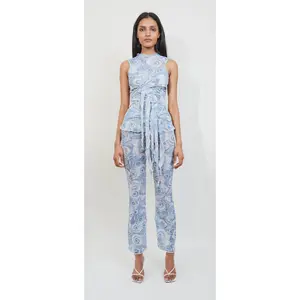 Blue Shell Print Tie Top