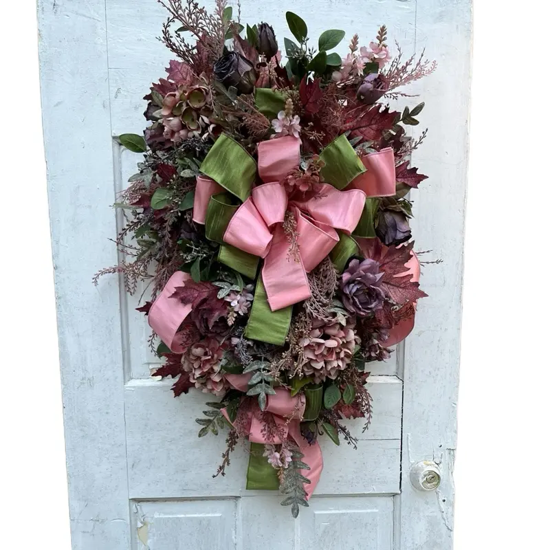 Elegant Front Door Wreath with Jewel Tones & Versatile Use 18x30x7 Inch Swag for Home Decor
