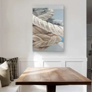 212 MAIN Artistic Nautical Tie-Down Ropes Closeup Wall Art, 24x36 in Vibrant Aluminum Metal Print, Gray Hanging Bedroom Room Decorations - Adventure-Inspired Poster for Decorating My Apartment