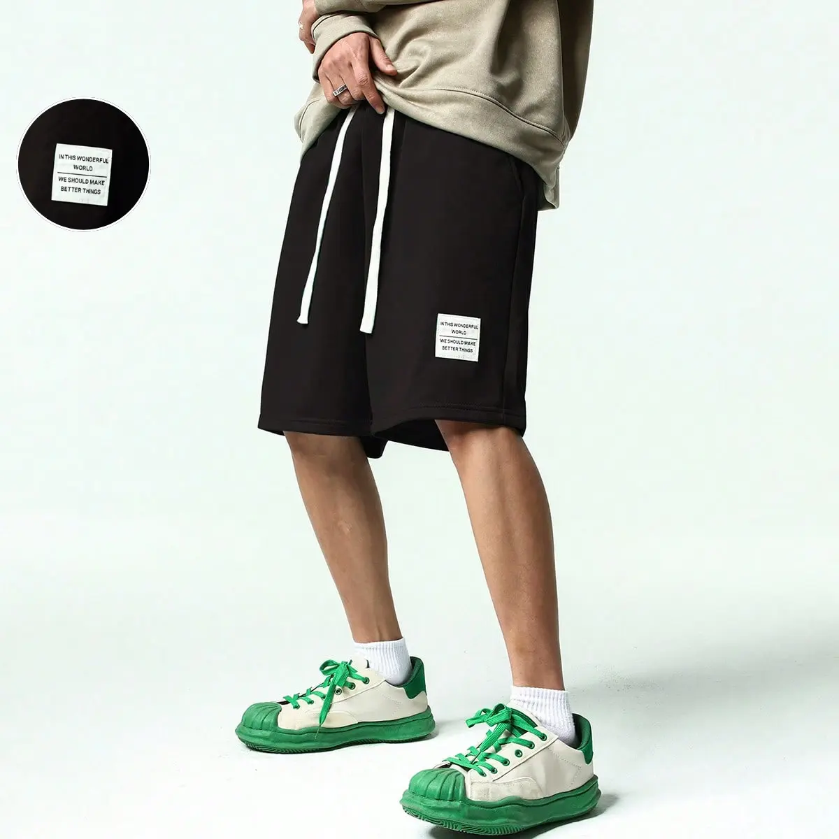 Men’s Versatile Casual Sweat Shorts, Elastic Waist Drawstring Shorts with Pockets for Work, Errands & Weekend Wear