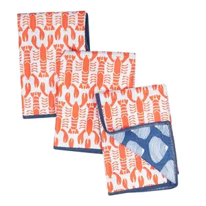 Mighty Mini Towel (Set of 3) Reversible - Kate Nelligan Lobster