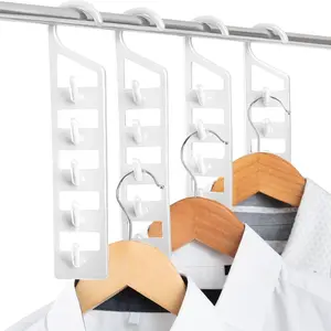 Space Saving Hangers for Clothes - 4 in Pack, Heavy Duty Plastic, Multi Closet Space Savers for Shirts, Pants, Jeans, Sweaters - Hanger Organizer Space Saver, White