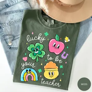 Comfort Colors Lucky To Be Your Teacher T-shirt, St Patrick’s Day Teacher Shirt, Cute Irish Shamrock Graphic Tee, Green Classroom Outfit, Holiday Gift
