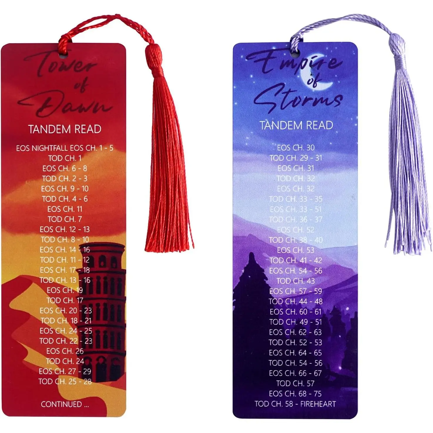 Set of 2 count - Throne Themes Tandem Read Bookmarks for Women with Silk Tassel, Fantasy Book Marks -  Book Markers Merchandise for Fantasy Fans -  Gifts for Book Lovers