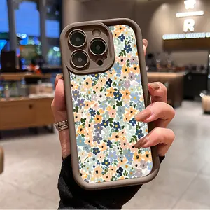 Small Crushed Flower Phone Case for iPhone 16 15 14 Pro Max 13 12 11 XR XS Plus Shockproof Full Camera Protection Durable slim Silicone Cover