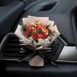 Girl's Car Air Conditioning Vent Popular Rose Real Flower Ornament Fragrance Mini Dried Bouquet Interior Decoration Decorative Fruit Plants Scented Perfume Custom Script Name Pendant Necklace Rotating Cross Crown Circle My Little Star Book cloth Sterling