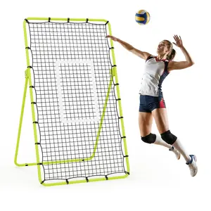 Green Adjustable Double-Sided Rebounder Net – 7x4Ft Foldable Baseball, Volleyball Training Net, Multi-Angle Bounce Back, Heavy Duty 1” Steel Frame, All-Weather PE Net, Portable Sports Practice Equipment
