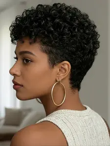 6 Inches Pixie Cut Wig Human Hair Kinky Curly Wig for Women, Perfect for Daily Wear, Holiday Celebrations and Parties