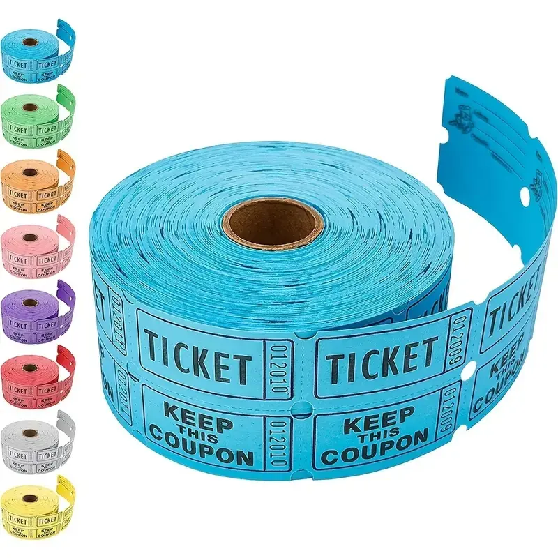 2000/1000pcs Raffle Tickets Double Roll, 8 Color Selection, Premium Quality 2" X 2", Versatile Usage, Convenient, Ideal for Events, Carnivals, Door Prizes, Drinks, Compact Size