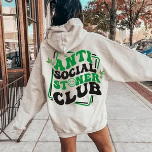 Anti Social Stoner Club Sweatshirt, Recreational Weed Shirt, Trendy 420 Marijuana&Amp;Cannabis Pothead Hoodie For Smoker, Weed Lover Gift, N122, Shirt For Men, Women Sweatshirt, Hoodie, Comfort Colors