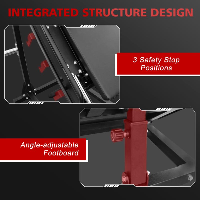 Leg Press Hack Squat Machine, Professional Adjustable Leg Press Machine for Home Gym with Linear Bearing, Specialty Hack Squat Machine for Full Lower Body Workout with Weight Storage Fitness. Exercise.